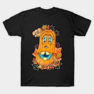 Retro spooky funny halloween and fall pumpkin T-Shirt